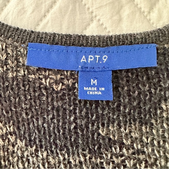 Apt. 9 Longline Cardigan Sweater Jacket Medium Gray Black Camo Print Normcore - Picture 12 of 16